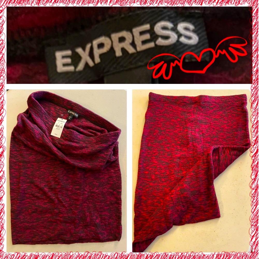 2/$12 Express Sweater Skirt Red Black Space Dye